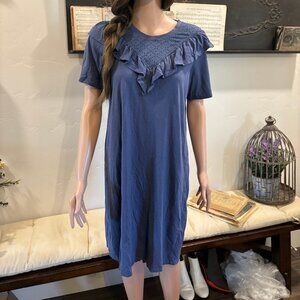 DOWNEAST GIRLS MEDIUM BLUE DRESS w/RUFFLES FRONT and BACK